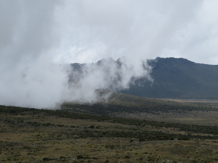 Tanzania Mount Kilimanjaro, Shira Cathedral, Cloud coming over plateau edge, Walkopedia