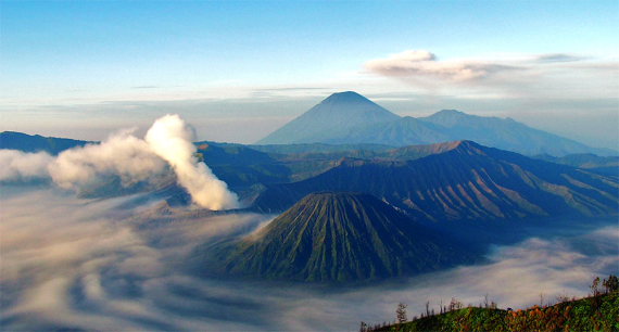 Indonesia Java, Mt Bromo, Mt. Bromo foreground, Mt. Semeru Background , Walkopedia