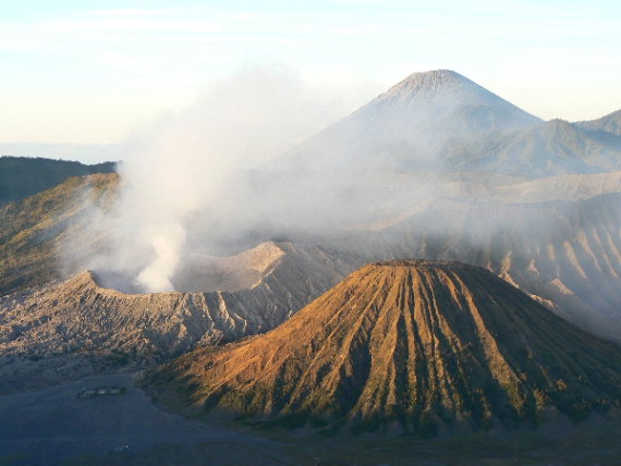 Indonesia Java, Mt Bromo, Sunrise view on Bromo crater, Mt. Semeru in the background , Walkopedia