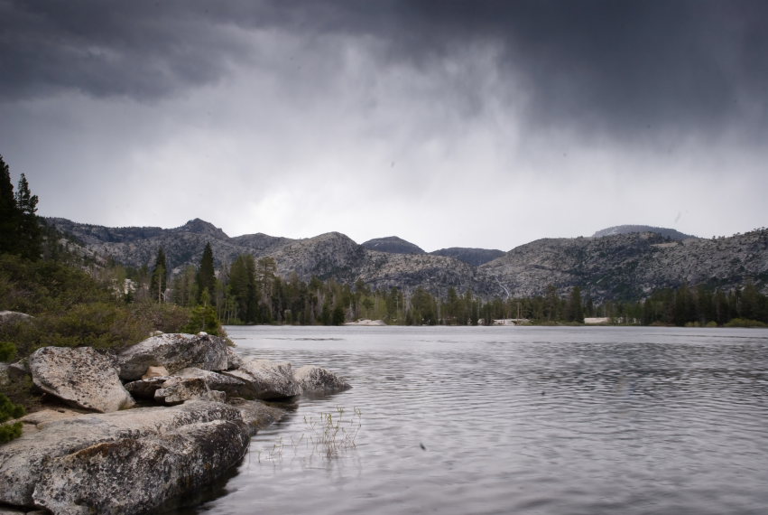 USA California Yosemite, Hetch Hetchy Area, Vernon Lake and distant thunderstorms, Walkopedia