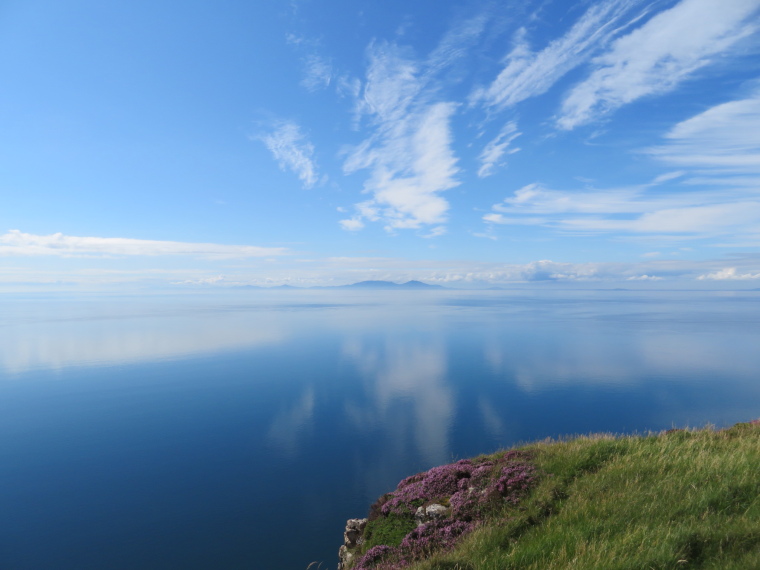 United Kingdom Scotland Isles Skye, NW Capes and Cliffs, Outer Hebrides from Ramasaig Cliff, stillest sea ever 2, Walkopedia