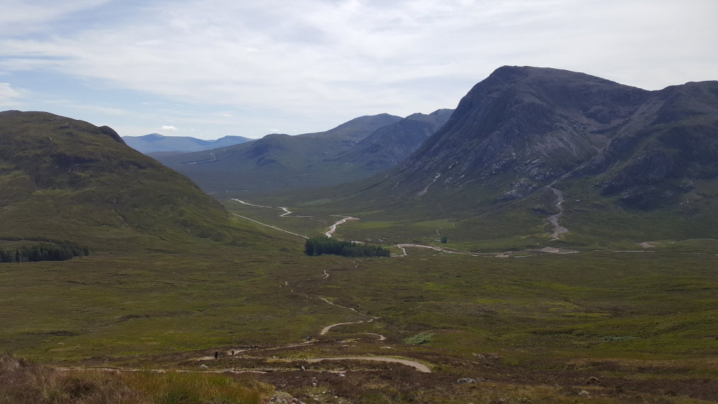 United Kingdom Scotland SW Highlands, Kingshouse to Kinlochleven, Towards Glen Etvie and Rannoch Moor  from Devil's Staircase, Walkopedia