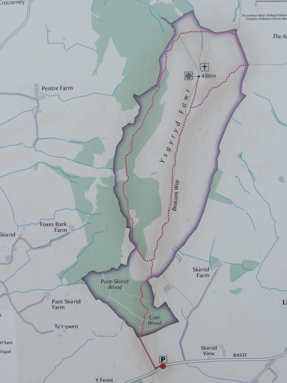 United Kingdom Wales Black Mountains, Skirrid Fawr, Map of Skirrid Fawr, Walkopedia