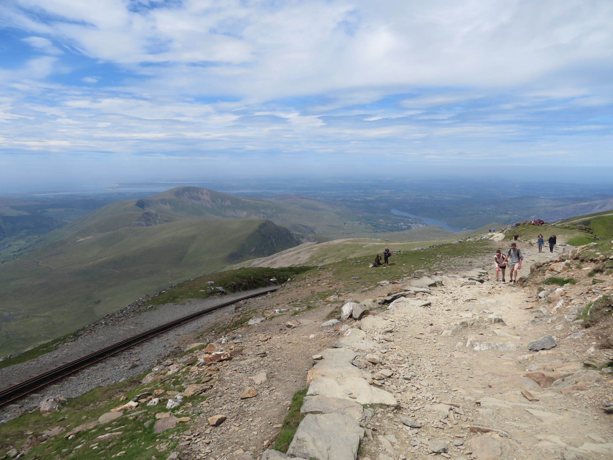 United Kingdom Wales Snowdonia, Snowdon Horseshoe, Summit, north along railway to Anglesey, Walkopedia