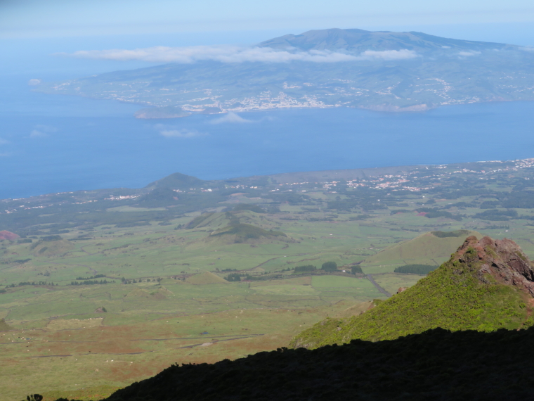 Portugal Azores Pico, Pico Island, Volcano, early light, small cone, looking twds Faial, Walkopedia