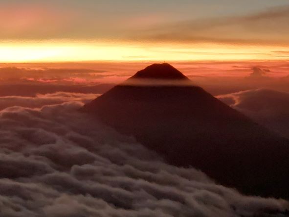 Guatemala Western Volcanic Highlands, Volcan Acatenango and Volcan Fuego, Volc Agua pre dawn from Acatenango, Walkopedia