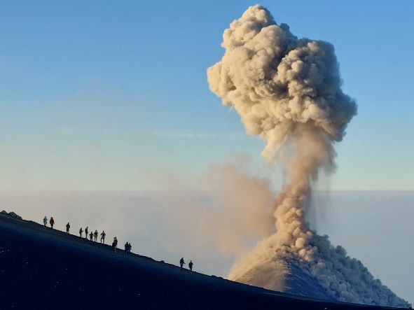 Volcan Acatenango and Volcan Fuego
Fuego erupting from Acatenango, dawn - © William Mackesy