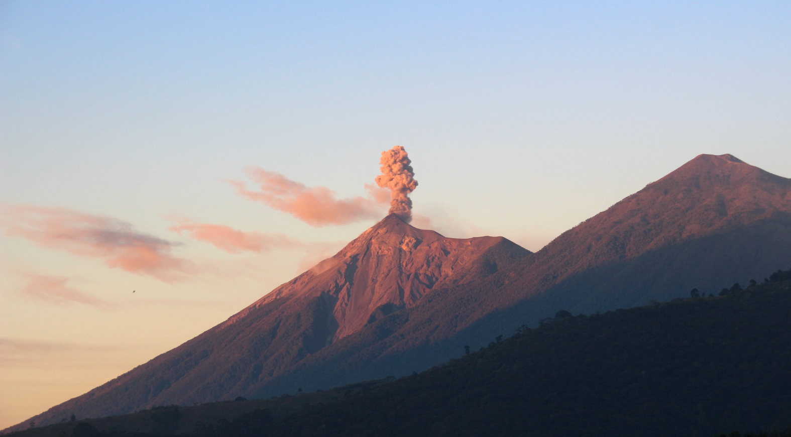 Guatemala, Volcan Acatenango and Volcan Fuego, Fuego Gently Erupting, Walkopedia