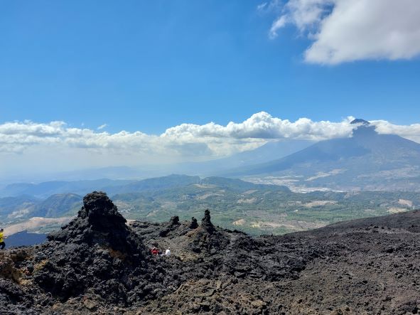 Guatemala Western Volcanic Highlands, Volcan Pacaya , V Agua behind Pacaya shoulder lave flow, Walkopedia