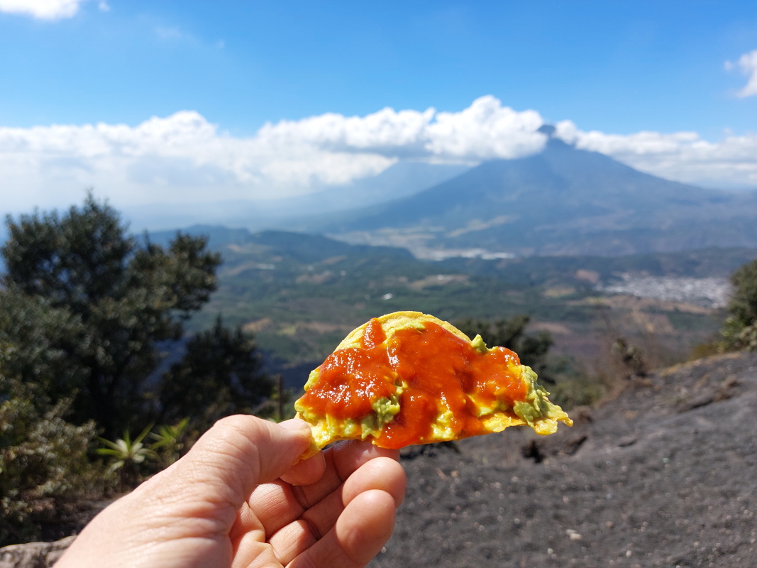 Guatemala Western Volcanic Highlands, Volcan Pacaya , Avocado tortilla lunch, Walkopedia