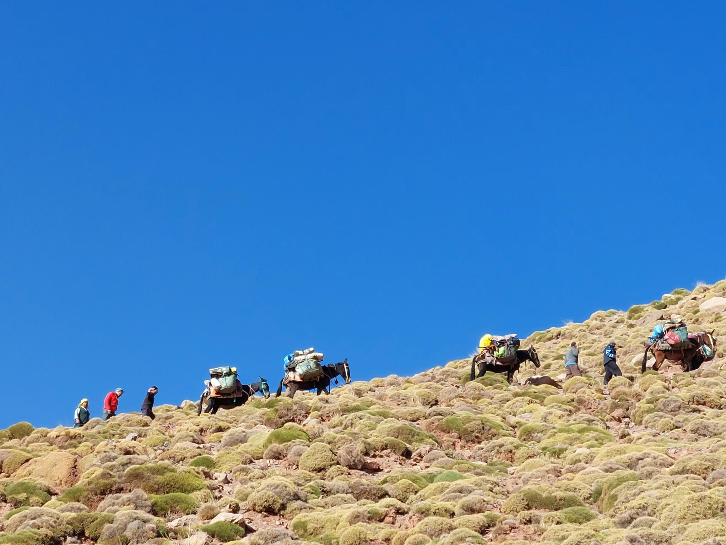 Morocco High Atlas MGoun, MGoun Traverses and Circuits, Day 2,3 Approaching first col, Walkopedia