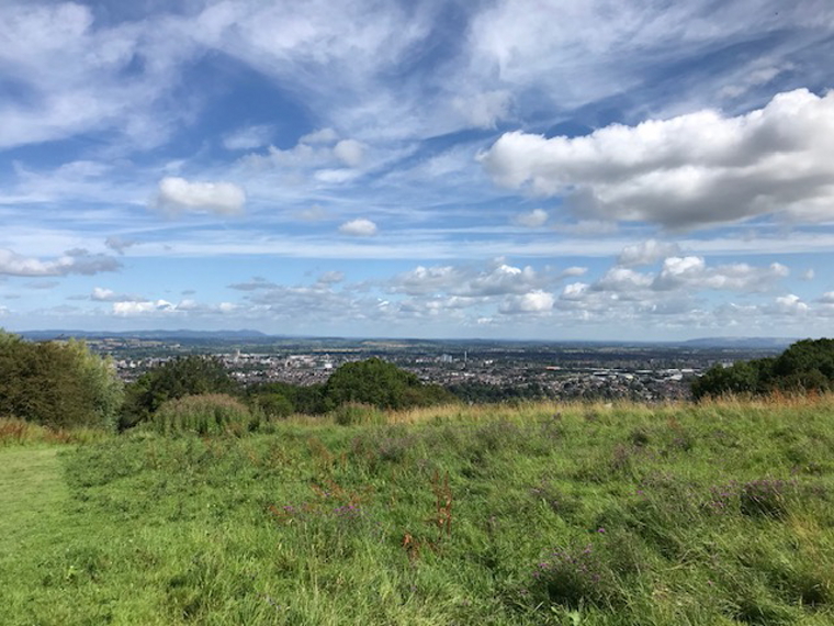 United Kingdom England, The Whittington Way, View over Gloucester from The Wysis Way as it crosses the Cotswolds, Walkopedia