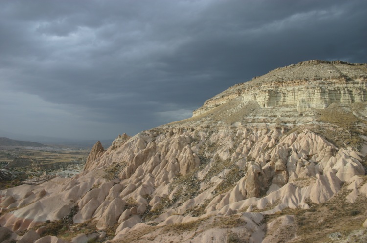 Turkey Central Anatolia Cappadocia, Cappadocia, White Hill before evening storm, Walkopedia