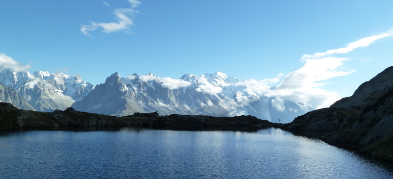 France Alps Mt Blanc Area, Tour of Mt Blanc , Mont Blanc From lake below Lac Blanc, Walkopedia