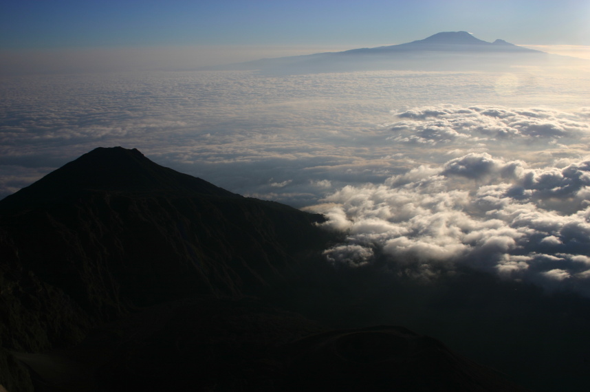 Tanzania, Mt Meru, Kili at dawn from Meru summit, Walkopedia