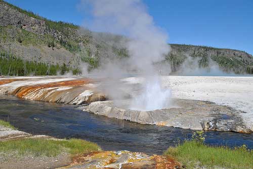 USA Western: Yellowstone NP, Yellowstone NP, Wyoming, Yellowstone NP - Cliff geyser, Black Sand Basin, Walkopedia