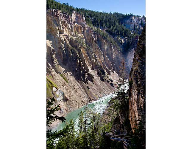 USA Western: Yellowstone NP, Uncle Tom's Trail, Uncle Tom's Trail - Yellowstone River, in the Yellowstone Grand Canyon, Walkopedia