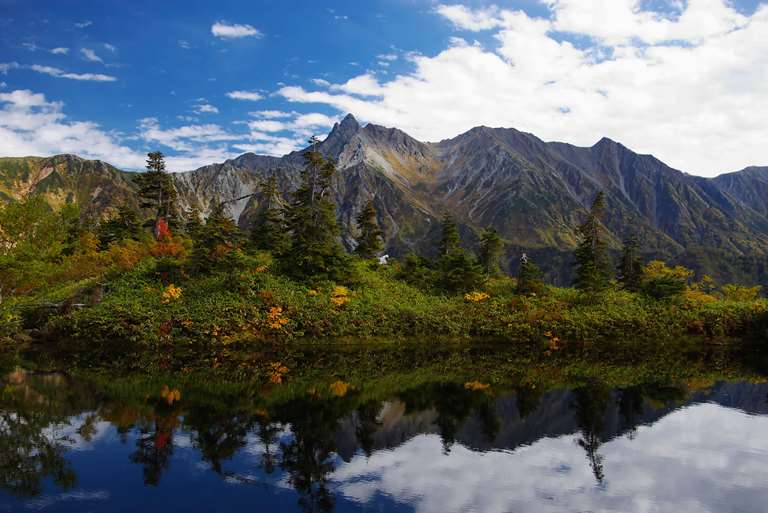 Japan Japanese Alps (Chubu), Mt Yarigatake, Mt.Yarigatake is reflect in the pond, Walkopedia