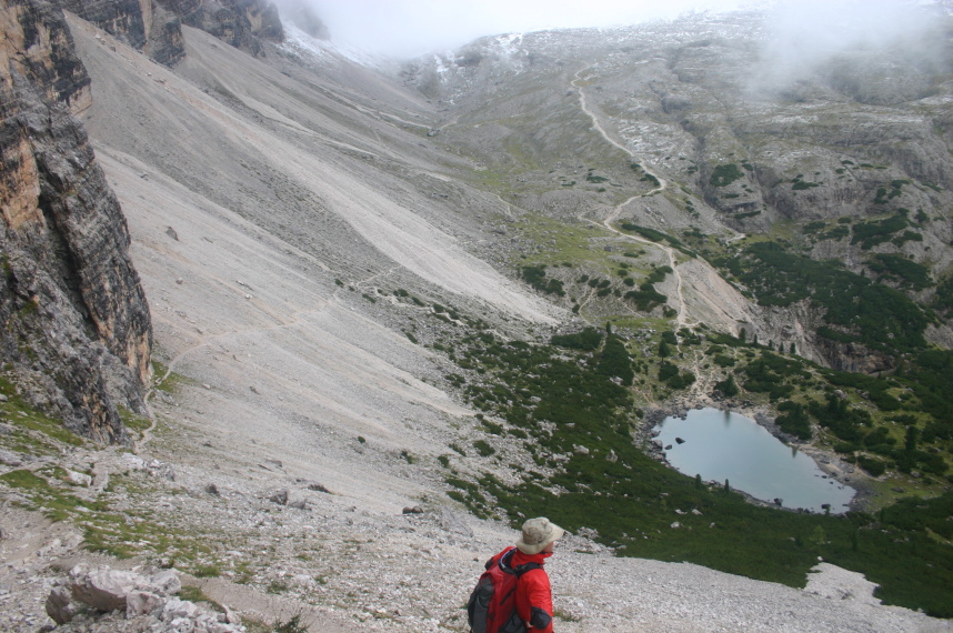 Italy Dolomites, Dolomites Hikes and Walks, Descending from amazing Forcella del Lago, Walkopedia