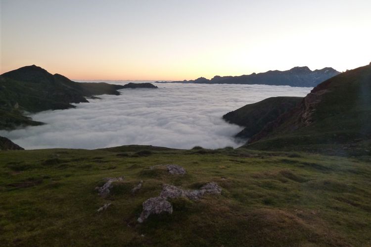 France Pyrenees, Pyrenean Haute Route, Morning cloud in the Betonce Valley near Refuge d'Arlet - 10082013, Walkopedia