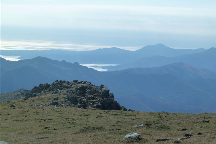 France Pyrenees, Pyrenean Haute Route, View of Mediterranean looking south from Pic des Quatre Termes (1156m) - 09092013, Walkopedia