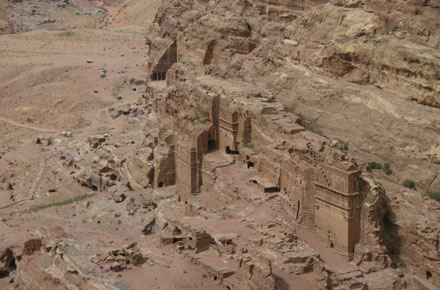 Jordan Petra, The High Place, The High Place - Looking down on the royal tombs, Walkopedia