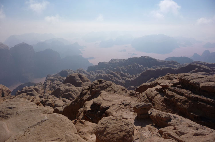 Jordan Wadi Rum, Around Jebel Rum, View West From Jebel Rum Summit, Walkopedia