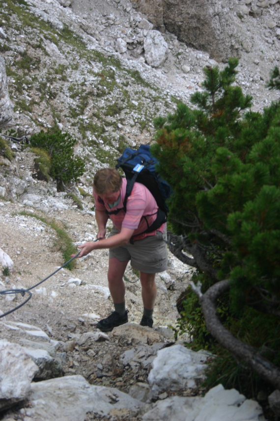 Italy Dolomites, Alta Via 1, Cable ascent, Pelmo, Walkopedia