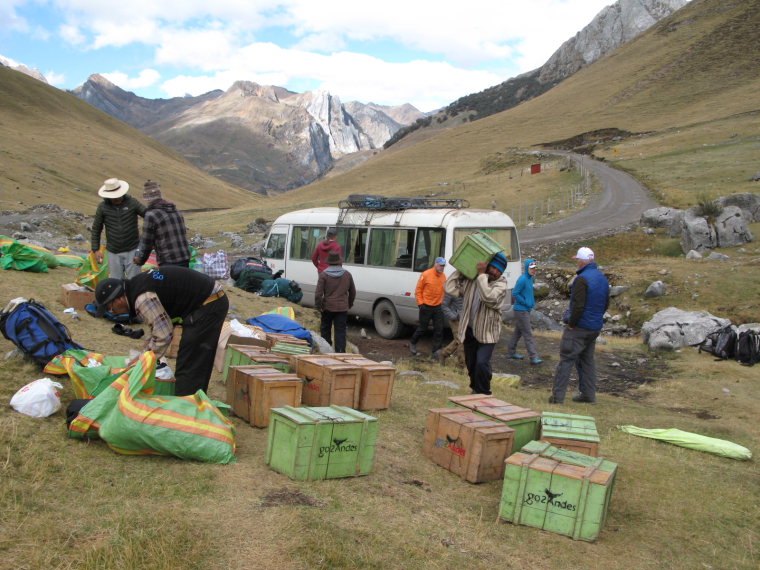 Peru North Huayhuash, Huayhuash Circuit, Organizing gear for the burros, Walkopedia