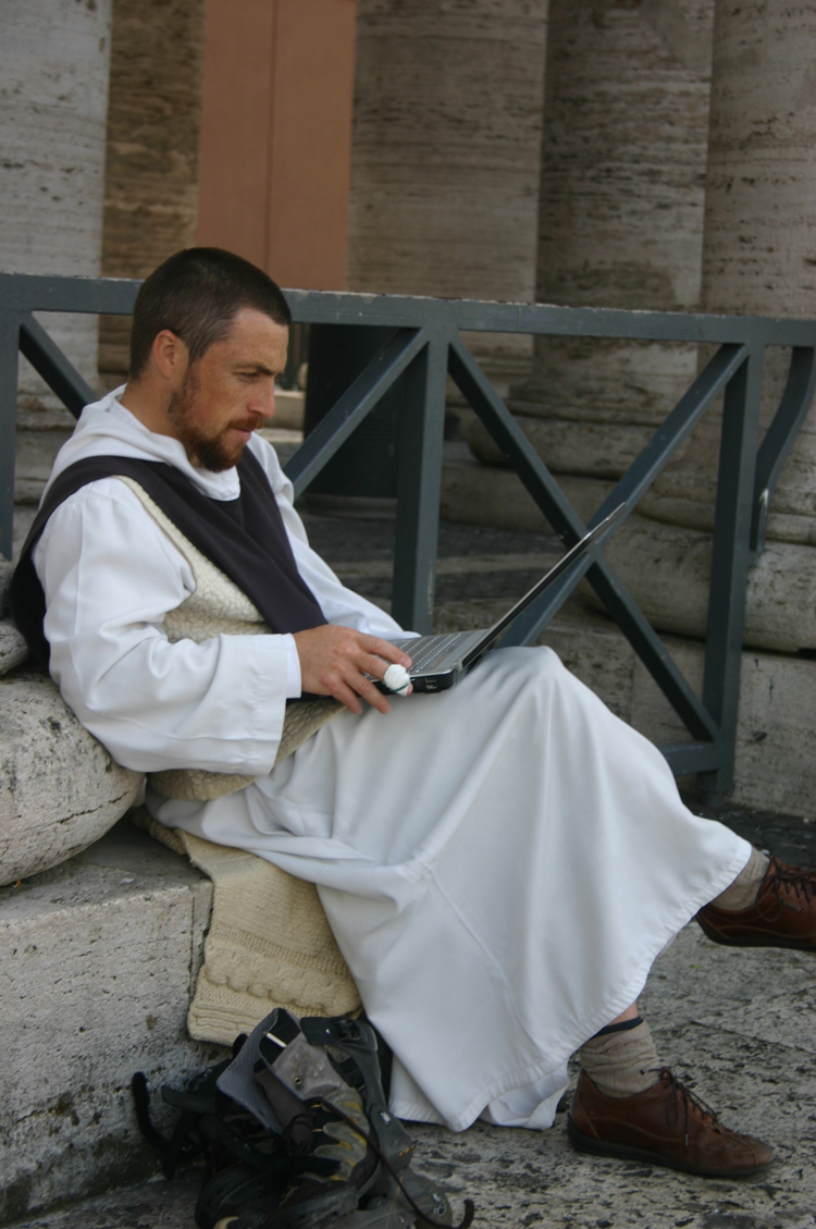 Italy Rome, Rome, Yes, a monk on his laptop, Walkopedia