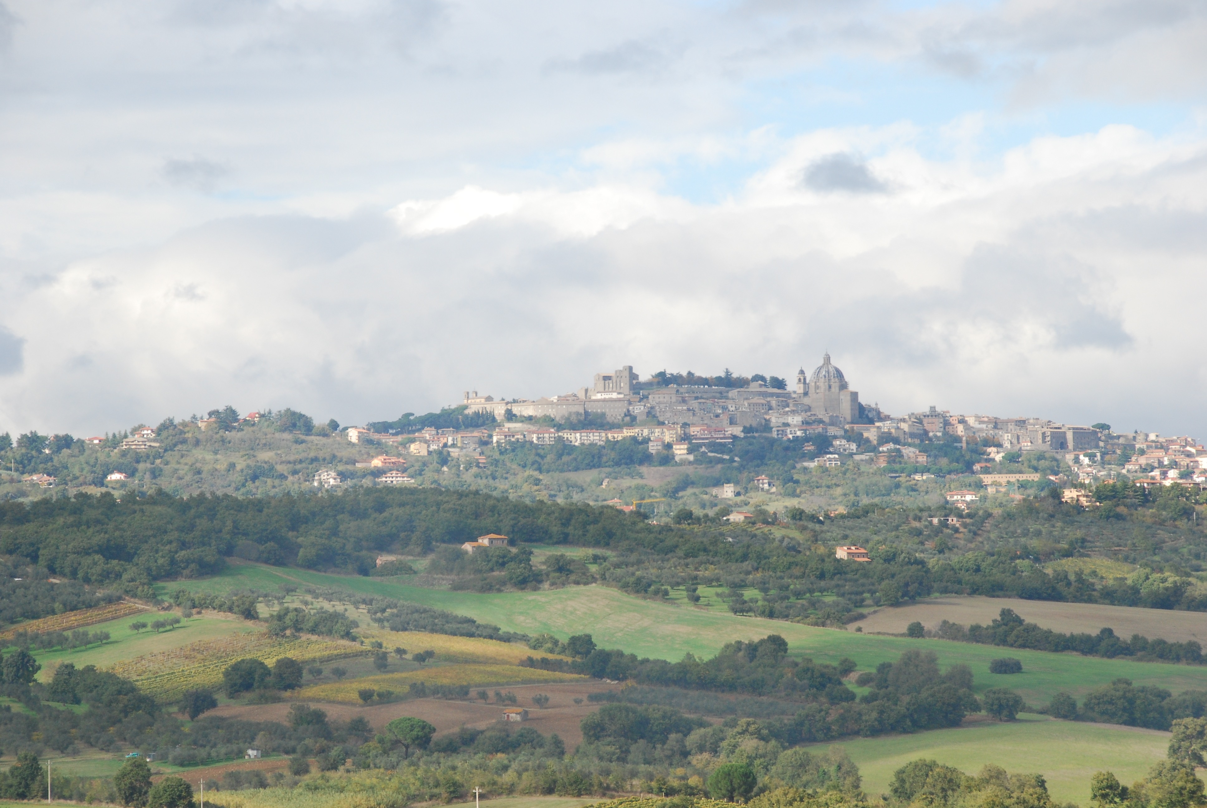 Via Francigena: Via Francigena - View of Montefiasconi From the Via Francigena on the way to Viterbo - © Copyright Dee Mahan