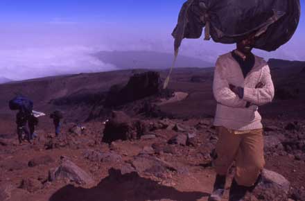 Tanzania Mount Kilimanjaro, Trekking Kilimanjaro , Porters Leaving Lava Towers, Walkopedia