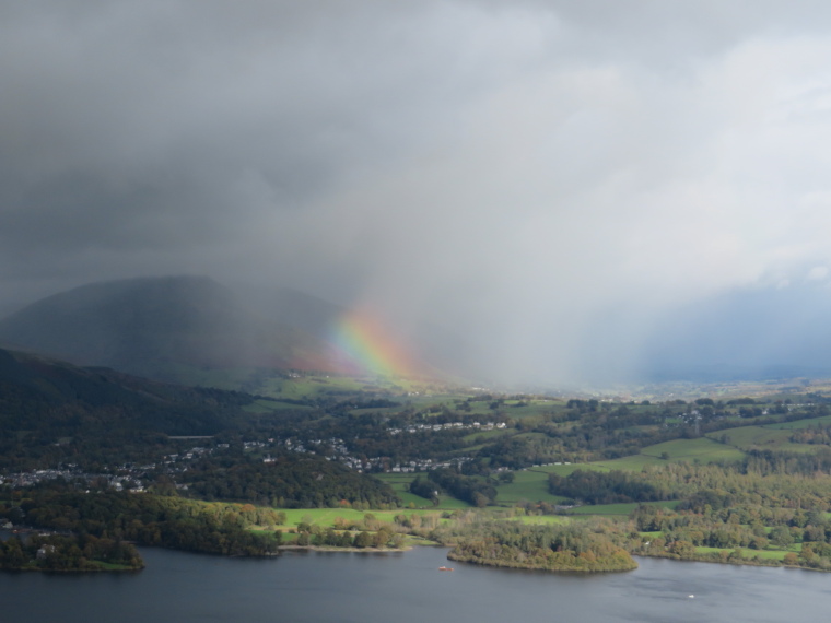 Catbells and High Spy: Rainbow effect over Derwent Water from Catbells - © William Mackesy