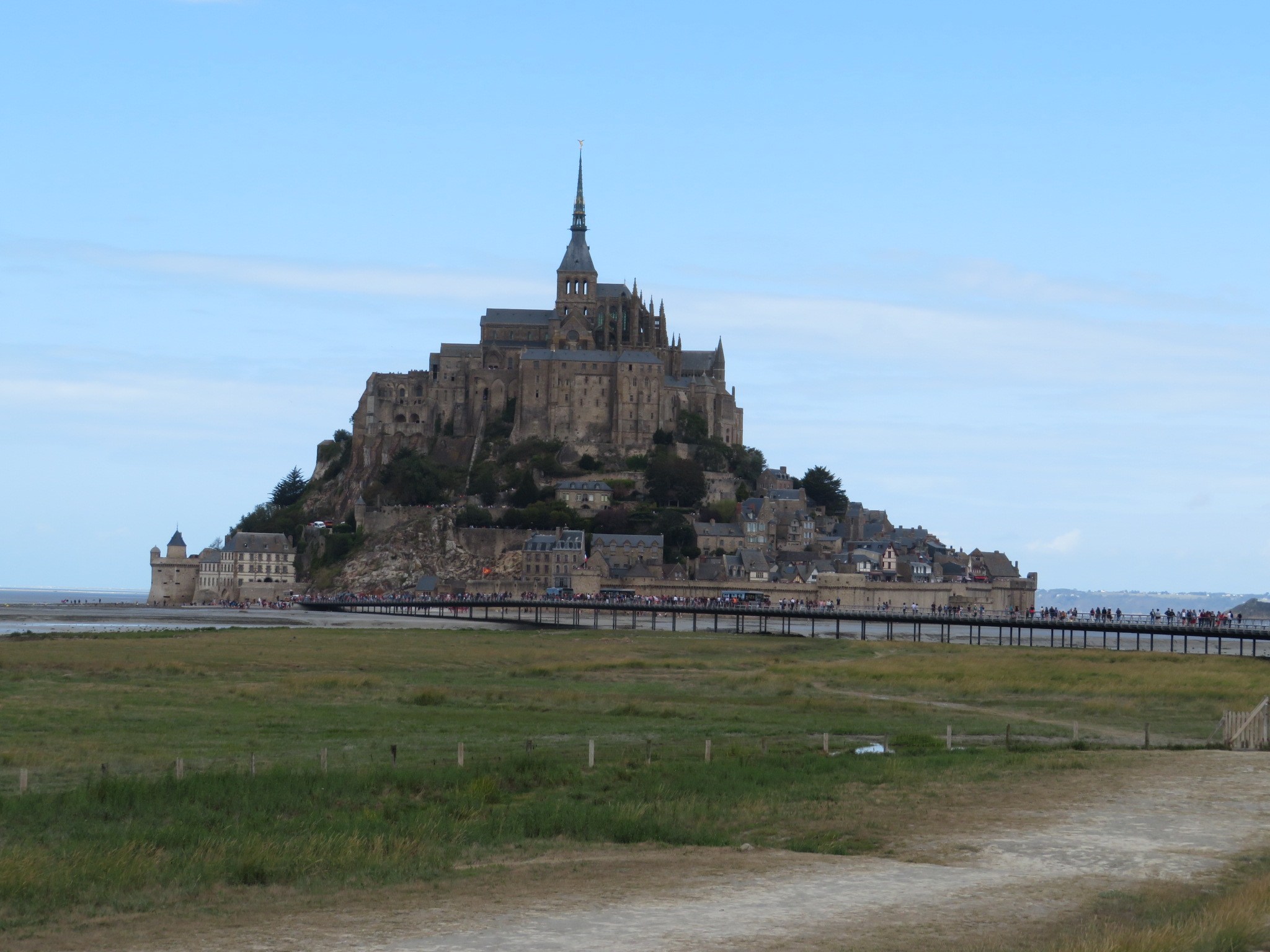 France Normandy, The Pilgrim's Trail, Mont St. Michel, On mud, causeway to right, Walkopedia