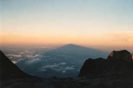 Malaysia Sabah, Mt Kinabalu, Mt Kinabalu - The Mountain's shadow at sunrise., Walkopedia