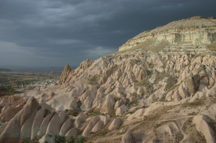 Turkey Central Anatolia Cappadocia, Ak Tepe, White Hill before evening storm, Walkopedia