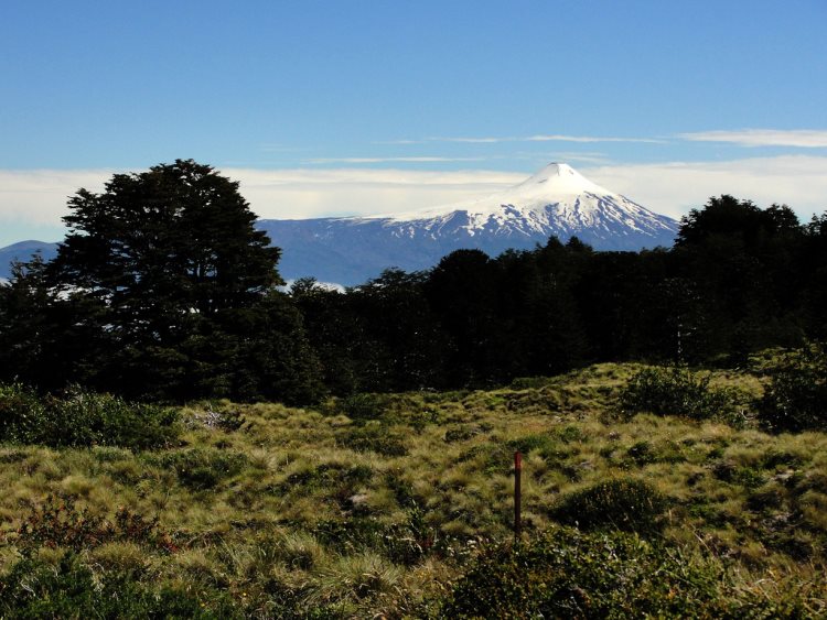 Chile Patagonia: Huerquehue NP, Huerquehue NP, Huerquehue NP - Volcan Villarrica From Quinchol, Walkopedia